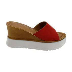 Gallo Shoes 101 Sandalo Donna Con Zeppa Alta Rosso