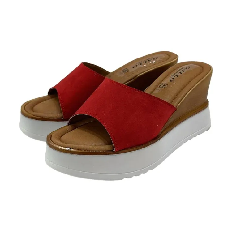 Gallo Shoes 101 Sandalo Donna Con Zeppa Alta Rosso