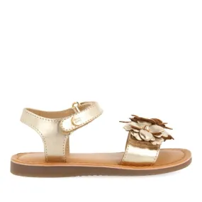 GOLDEN LEATHER SANDALS WITH FLOWER EMBELLISHMENT FOR GIRL AND BOY SHEGAN