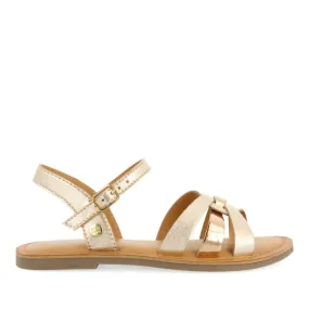 GOLDEN LEATHER SANDALS WITH METALLIC DETAIL FOR GIRL AND BOY IMBLER