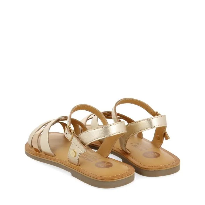 GOLDEN LEATHER SANDALS WITH METALLIC DETAIL FOR GIRL AND BOY IMBLER