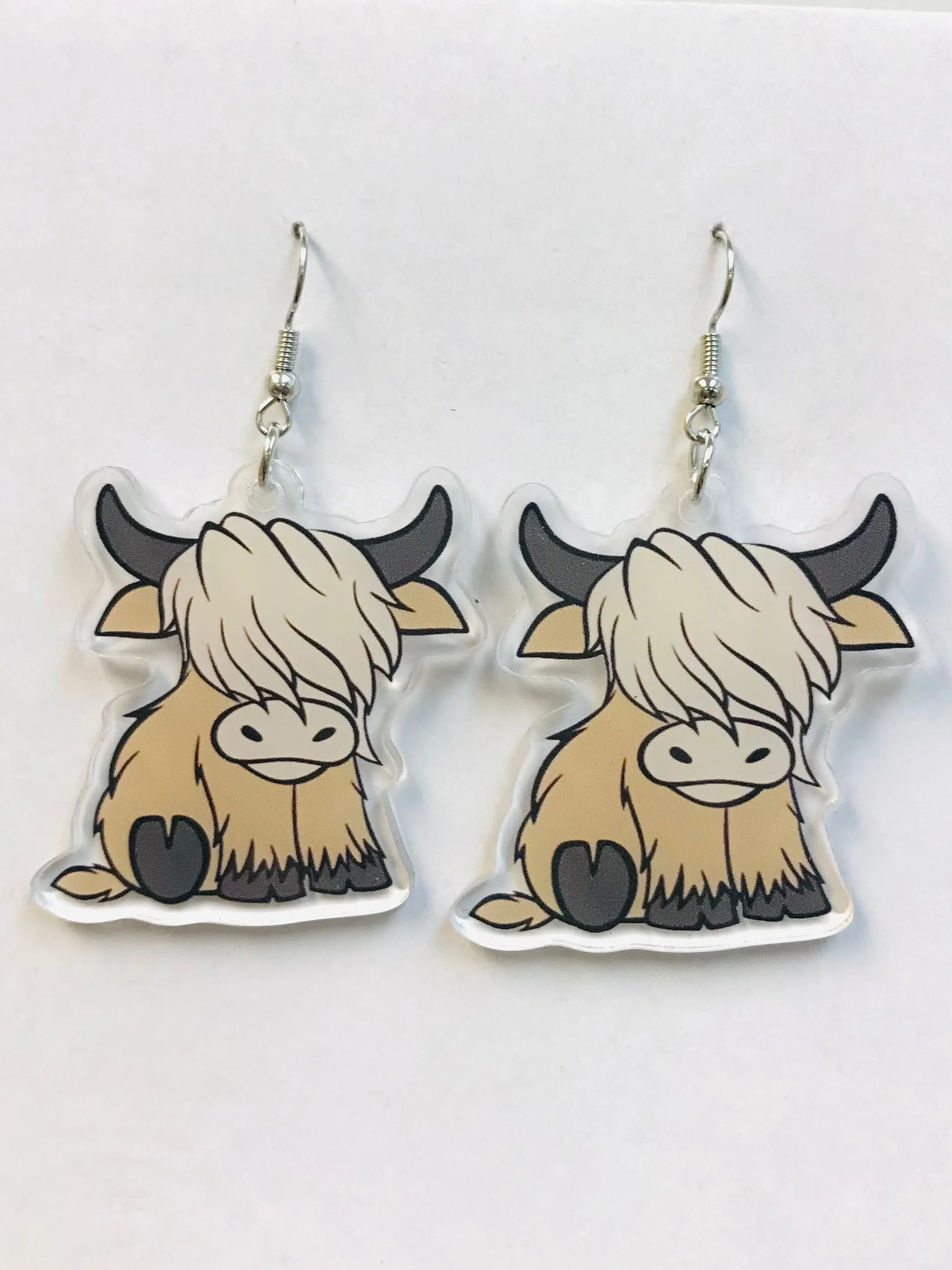 Highland Cow Acrylic Earrings