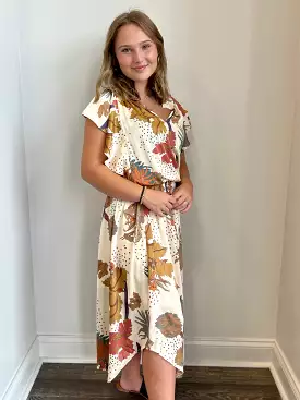 Jerica Ivory Floral Midi Dress