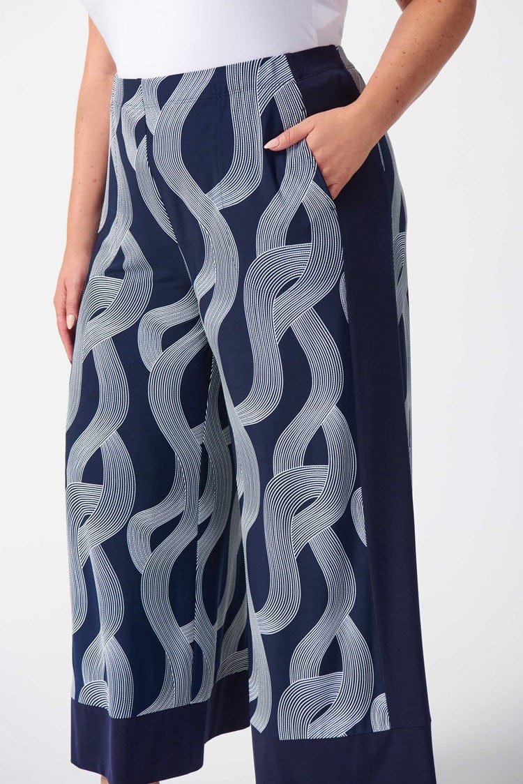 Joseph Ribkoff Silky Knit Abstract Print Wide-Leg Pants - 242144