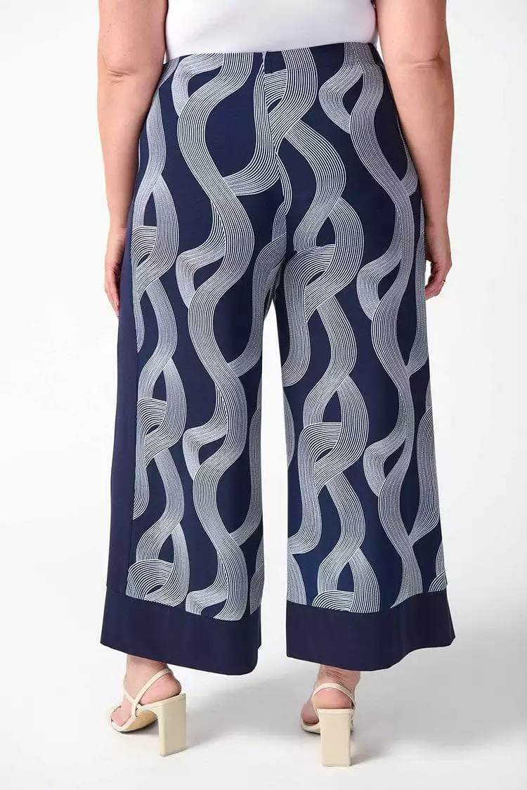 Joseph Ribkoff Silky Knit Abstract Print Wide-Leg Pants - 242144