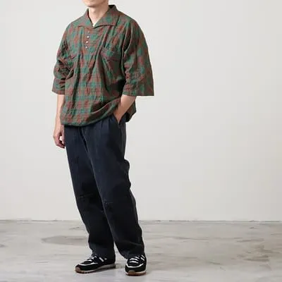 Kelen Gambus Dolman Sleeve Skipper Check Shirts  Brown