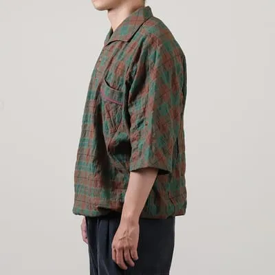 Kelen Gambus Dolman Sleeve Skipper Check Shirts  Brown