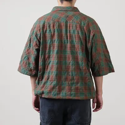 Kelen Gambus Dolman Sleeve Skipper Check Shirts  Brown