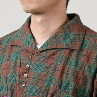 Kelen Gambus Dolman Sleeve Skipper Check Shirts  Brown