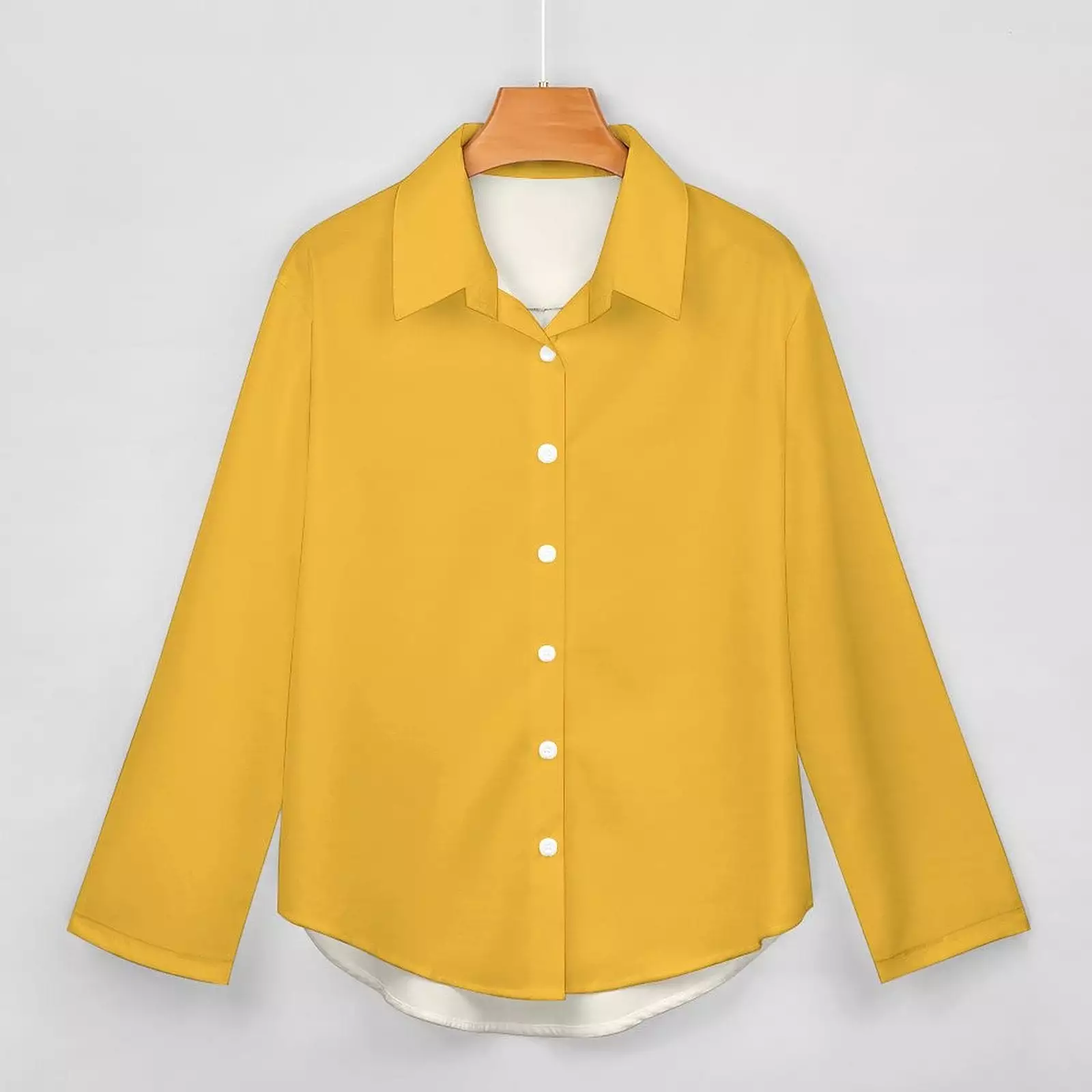 Long Sleeve Blouse (B648) Cropped hem shirt