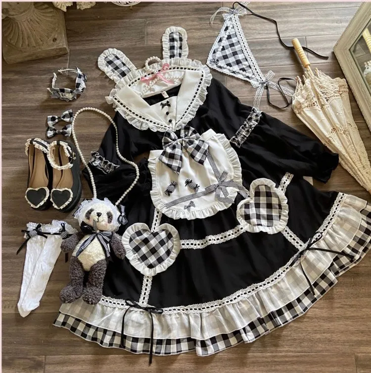 loveheart rabbit casual lolita one-piece dress