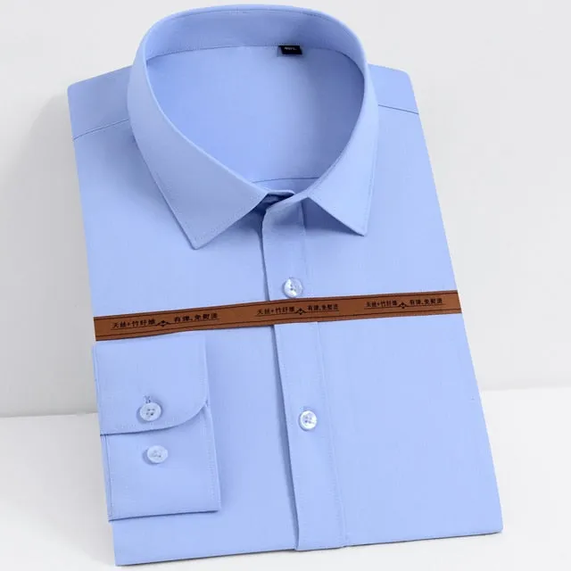 Men's Light Blue Wrinkle-resistant Comfortable Soft Long Sleeve Shirts