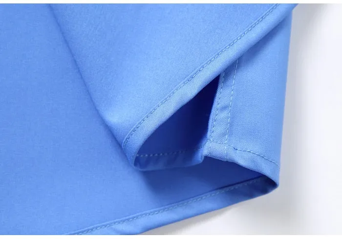 Men's Light Blue Wrinkle-resistant Comfortable Soft Long Sleeve Shirts