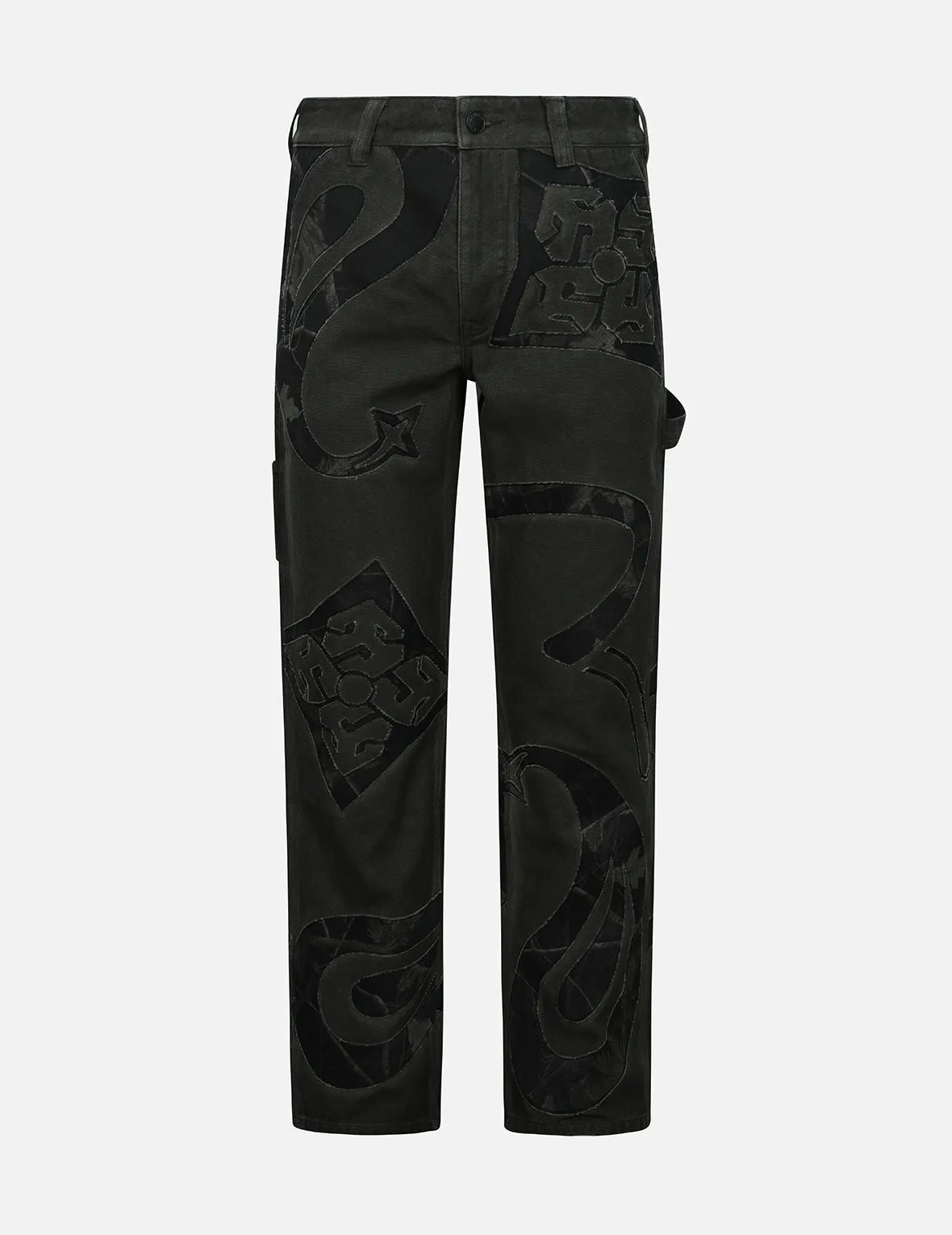 Multi Logos Overdyed Wide Leg Worker Pants