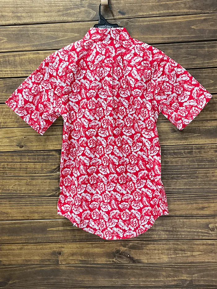 Panhandle 37D3176 Mens Floral Short Sleeve Button Shirts Scarlet Red