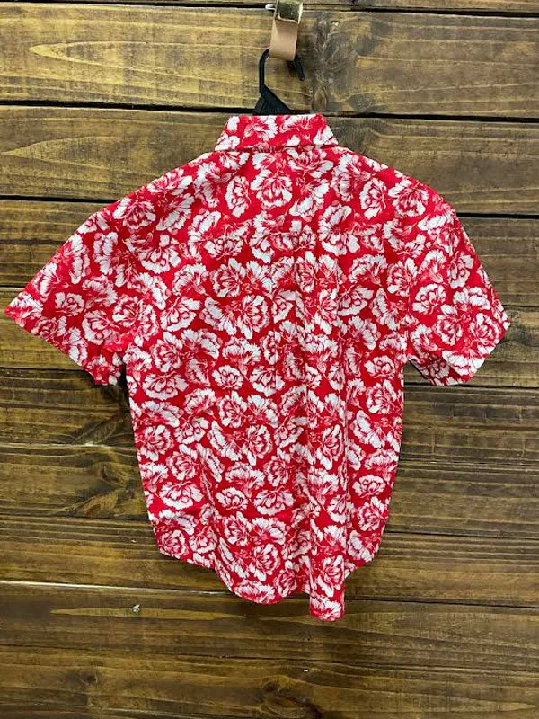 Panhandle C1D3176 Kids Boys Floral Short Sleeve Button Shirts Red