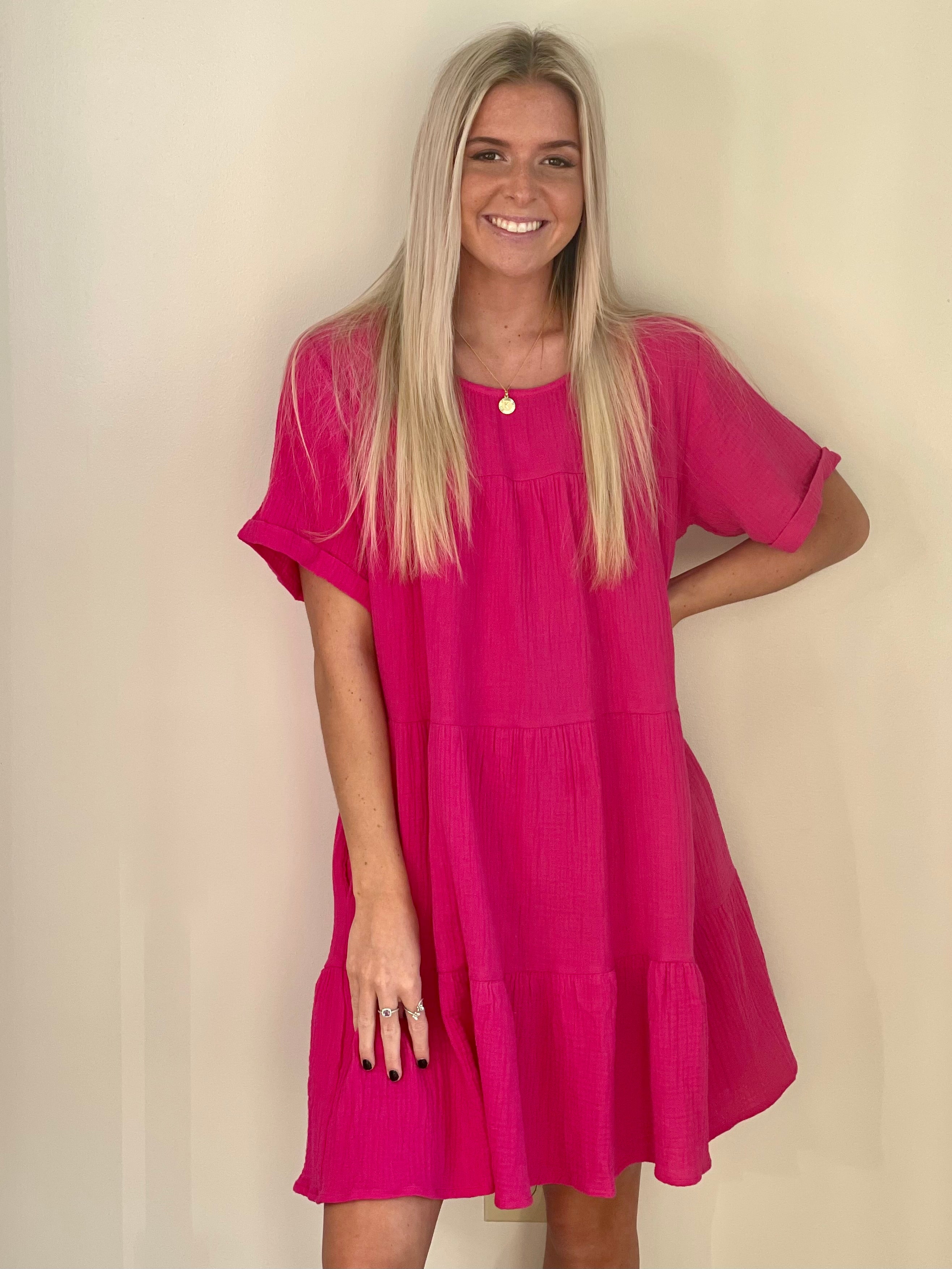 Peppy Pink Mineral Gauze Dress