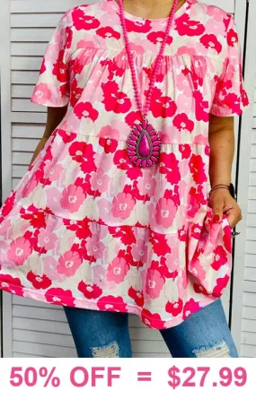 Pink Flower baby doll top