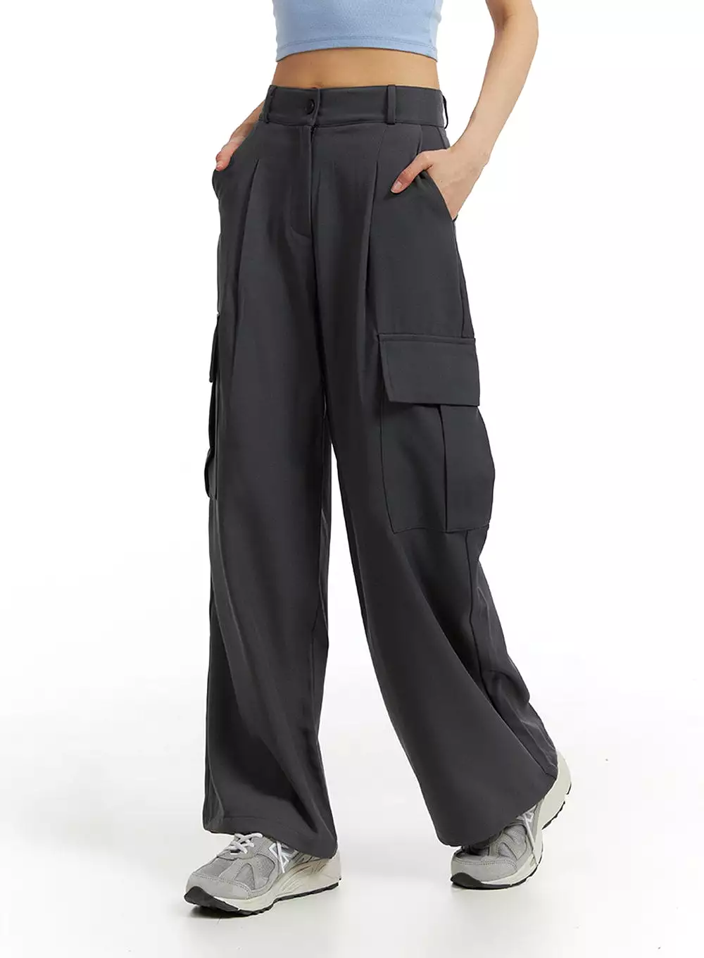 Pintuck Cargo Wide-Leg Pants IF402