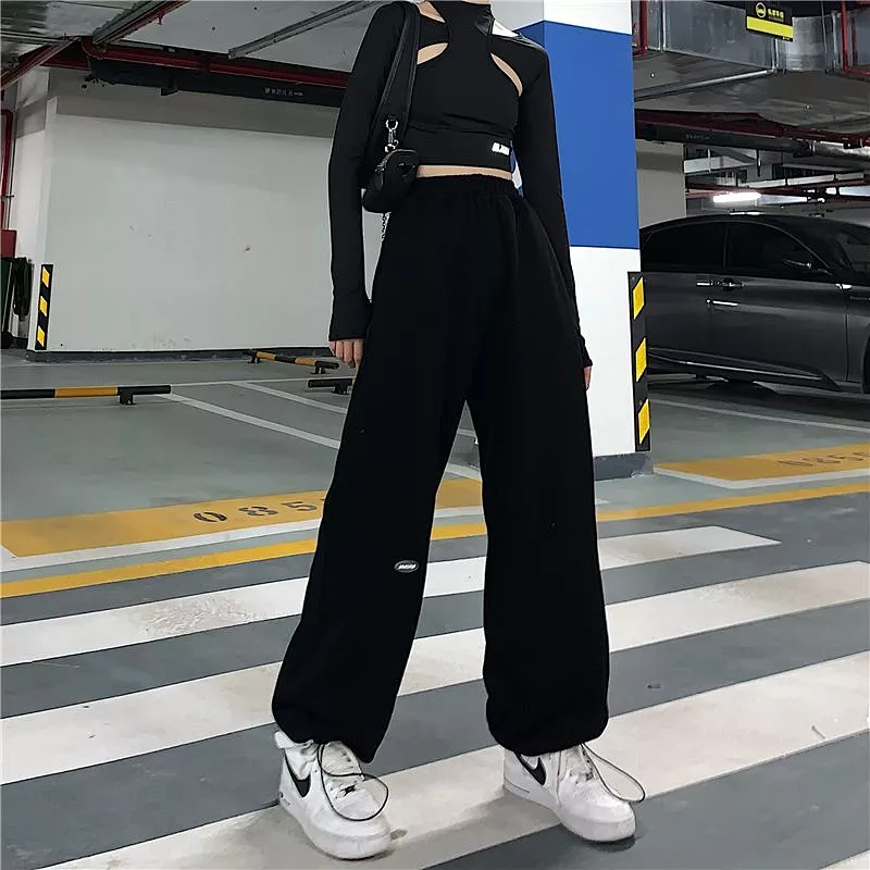 Plain Wide Leg Sweatpants dd11