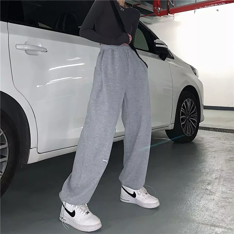 Plain Wide Leg Sweatpants dd11