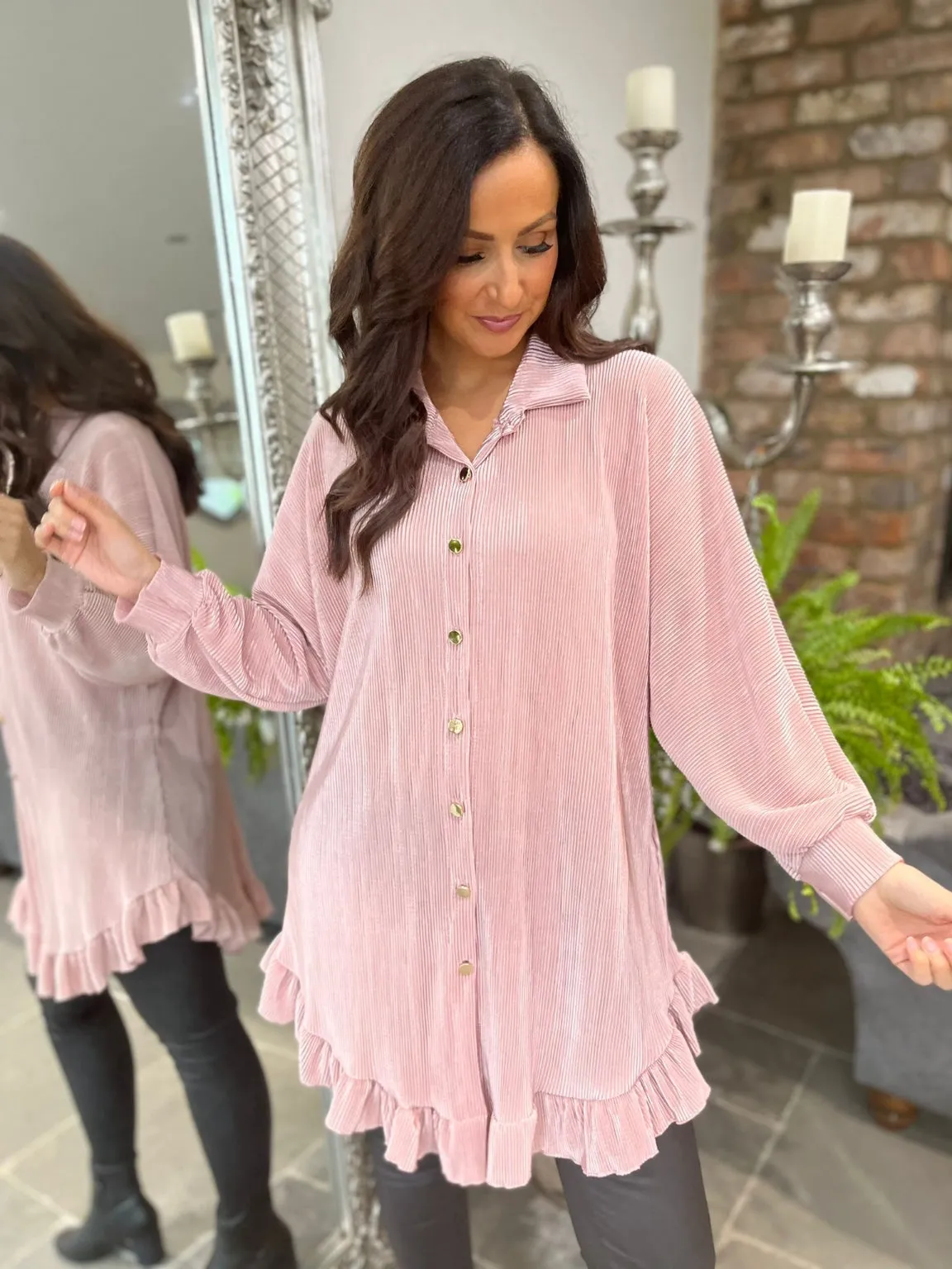 Pleated Frill Hem Shirt Ellis