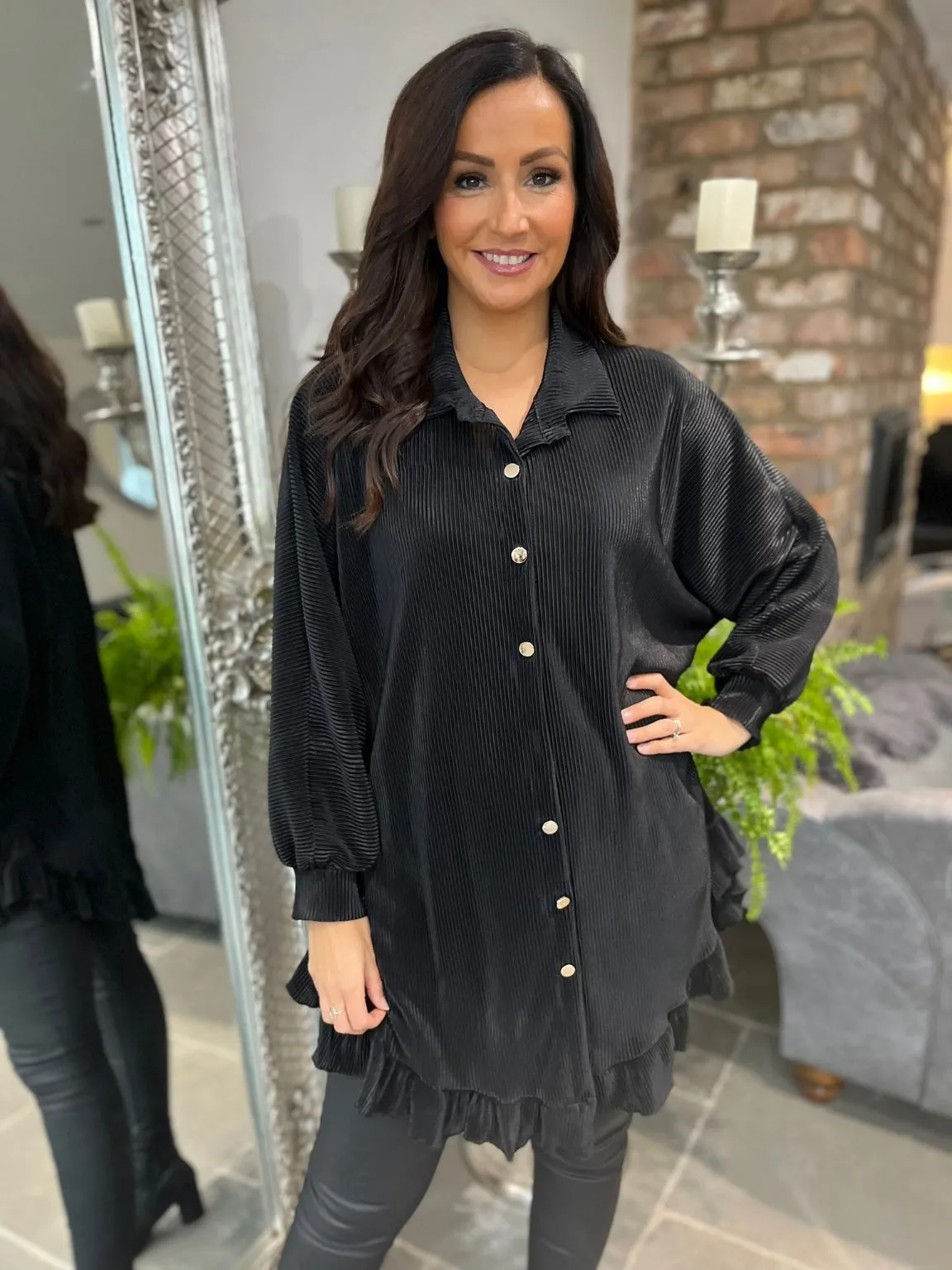 Pleated Frill Hem Shirt Ellis