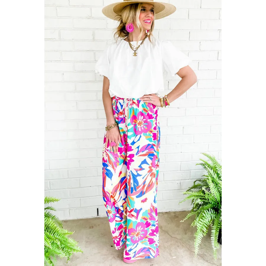 Printed Wide Leg Pants