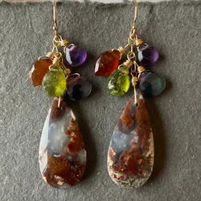 Purple Moss Agate Cascade Earrings OOAK