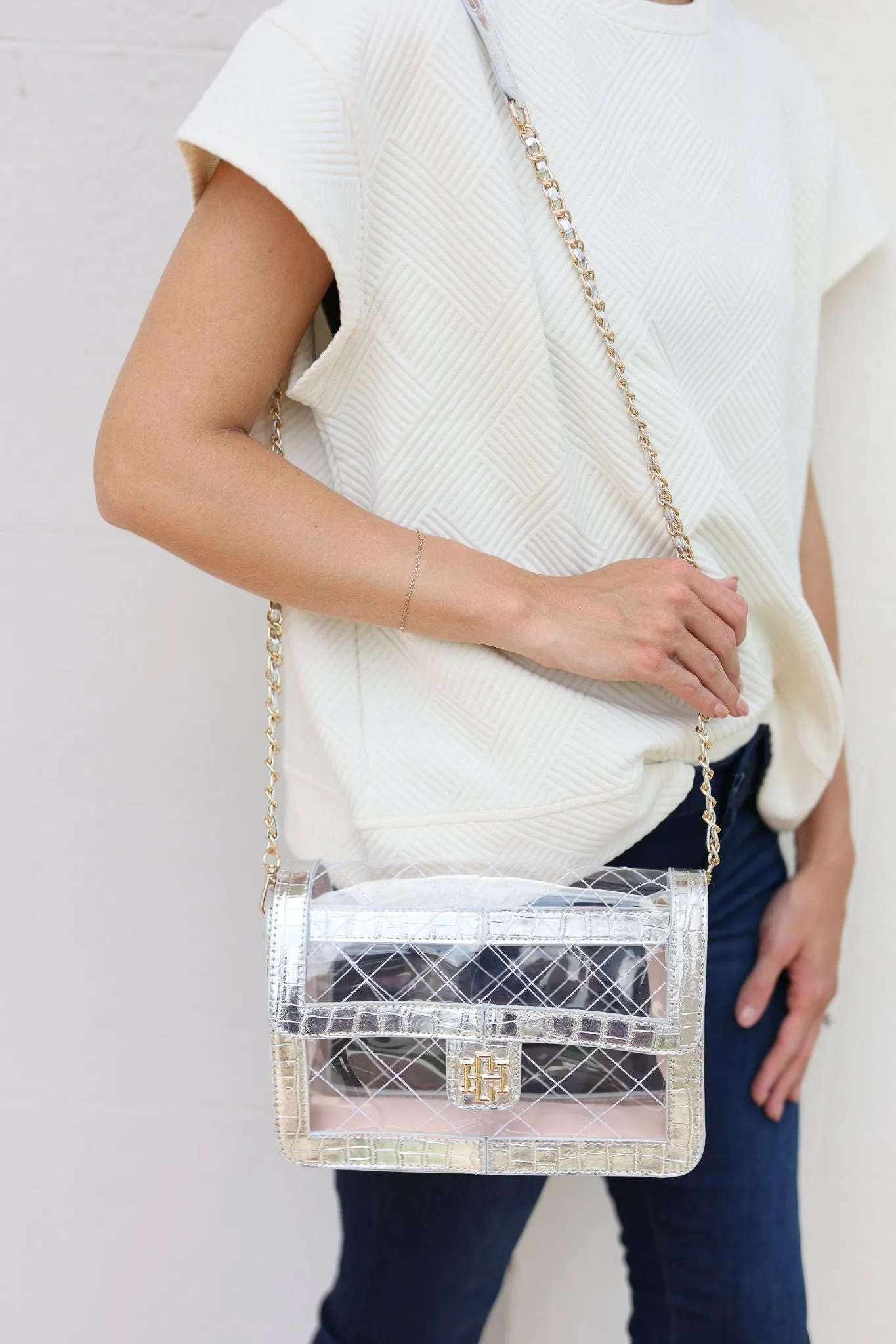 Quinn Quilted Clear Bag Platinum