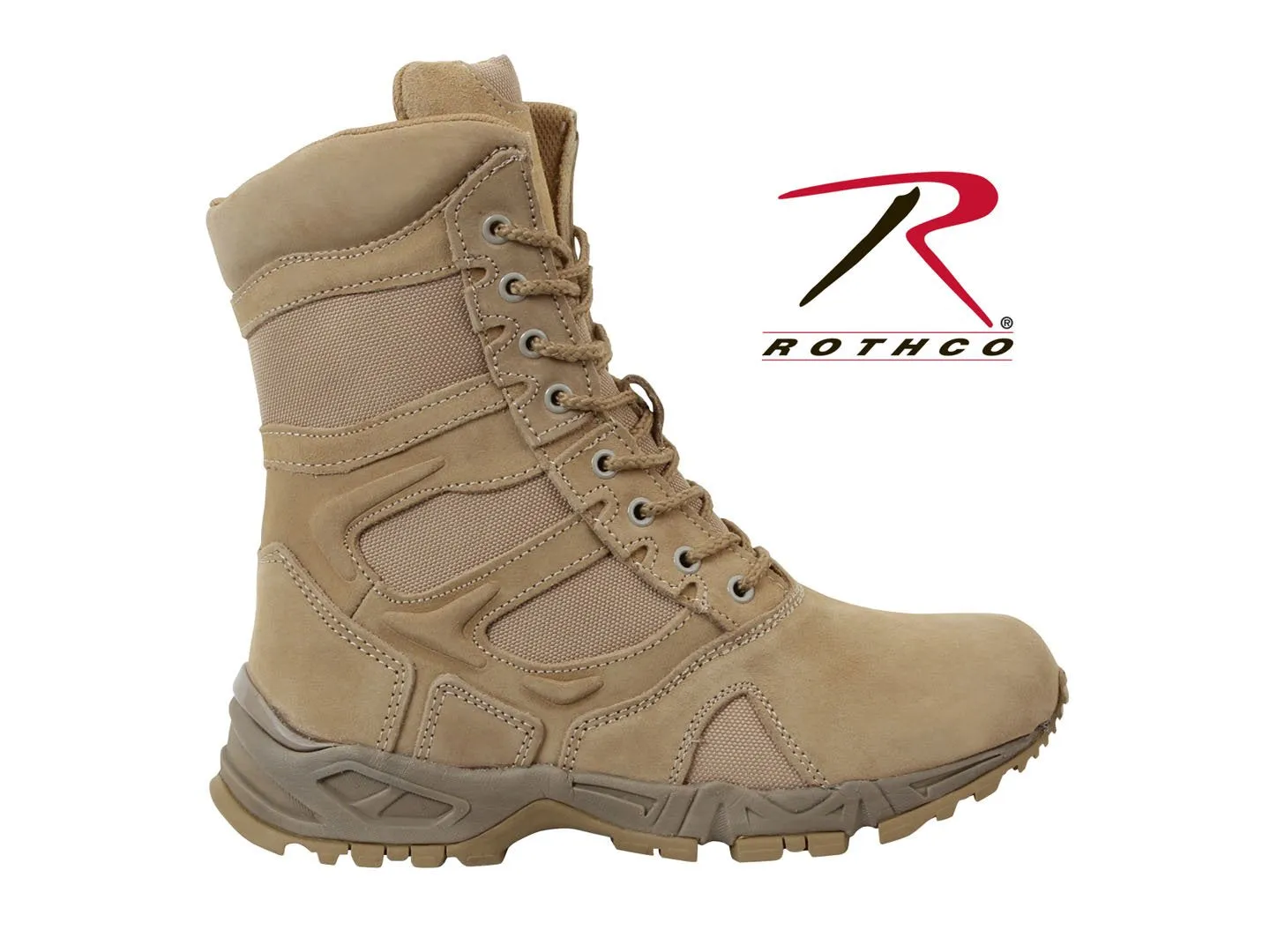 Rothco Forced Entry Desert Tan 8 Deployment Boots with Side Zipper