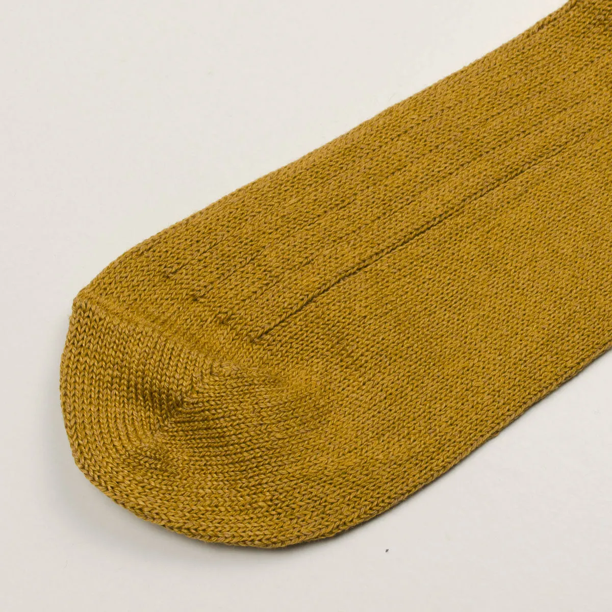 RoToTo - Linen Cotton Rib Crew Socks - Dark Gold