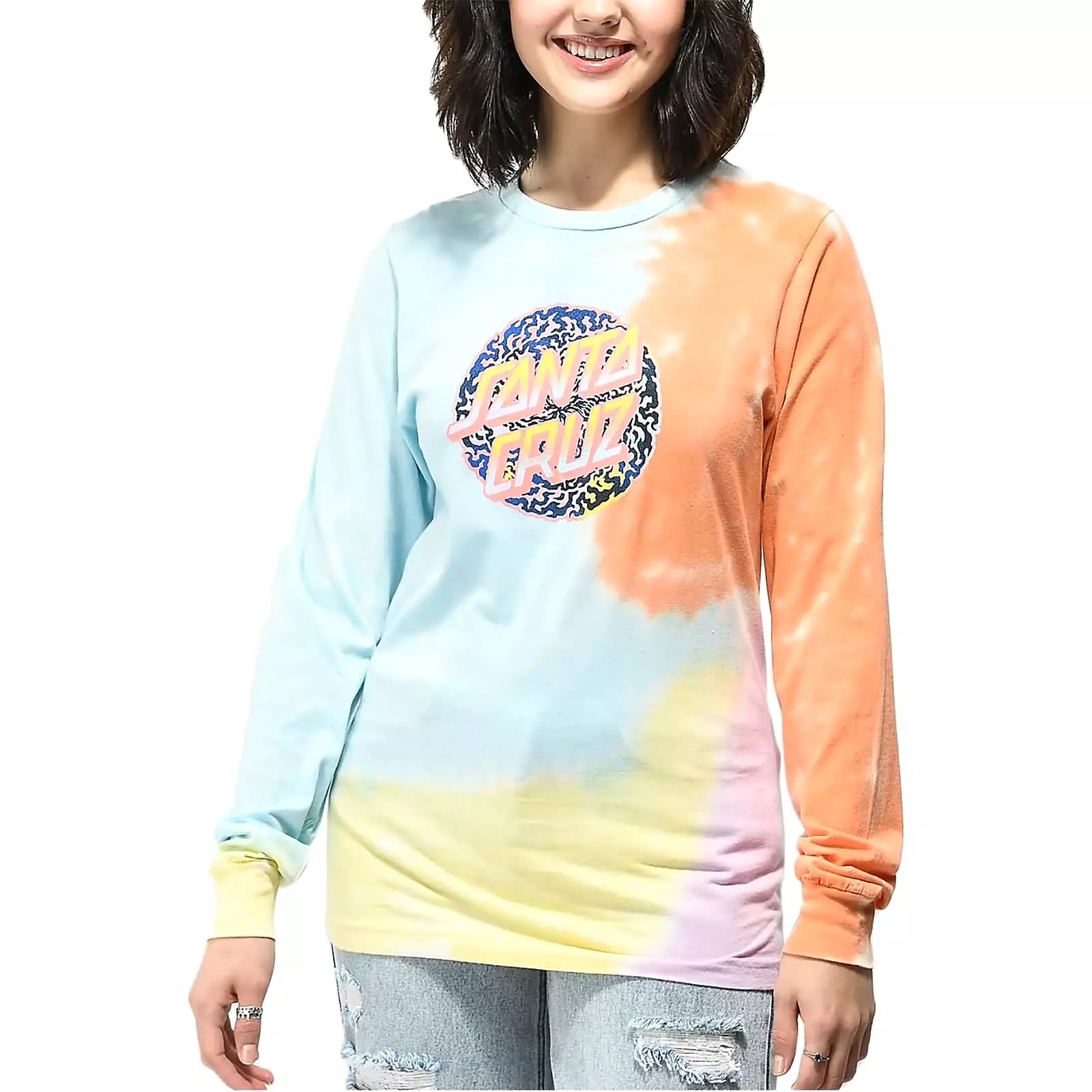 Santa Cruz Obscure Dot Tie Dye Women's Long-Sleeve Shirts (Brand New)