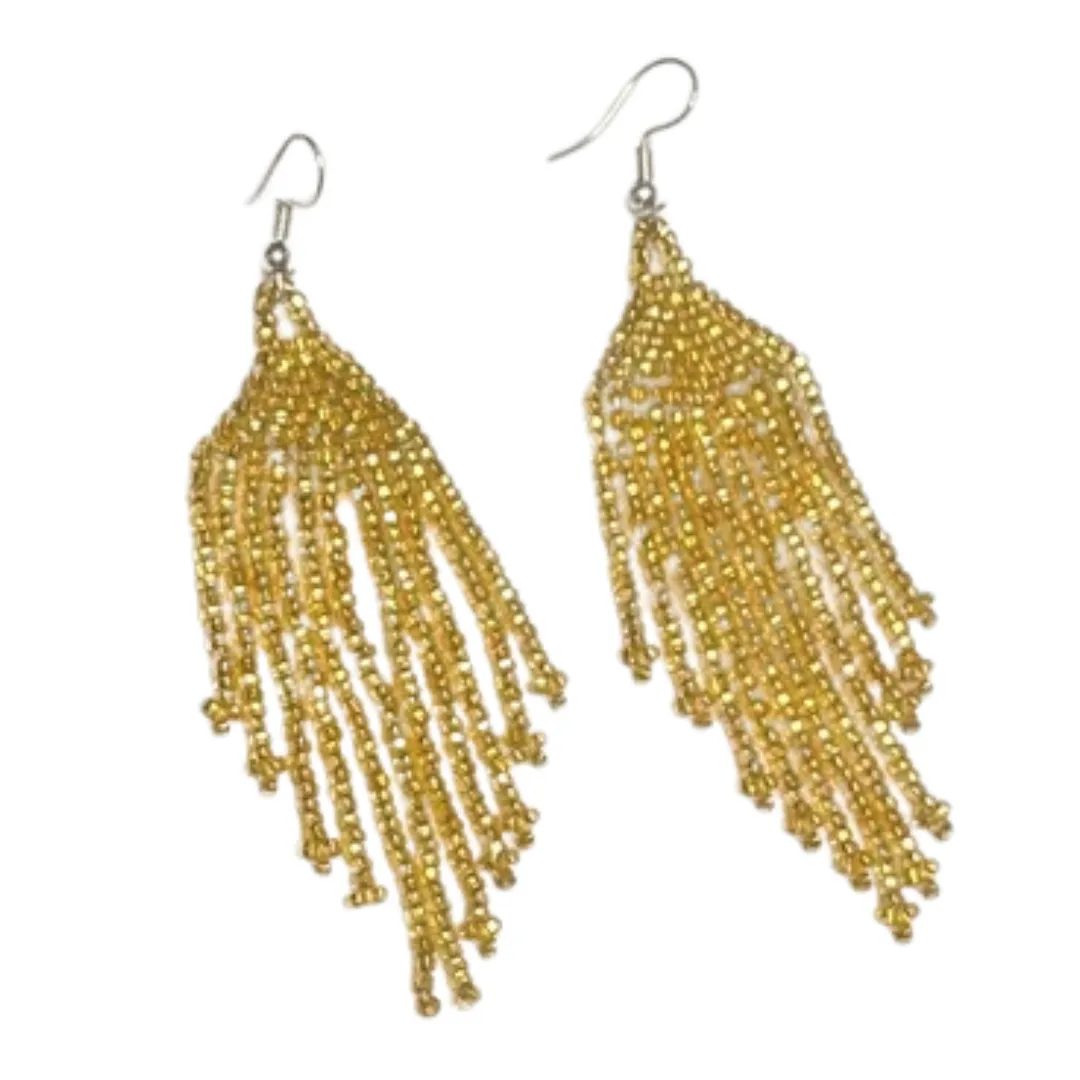 Solid Color Fringe Beaded Earrings