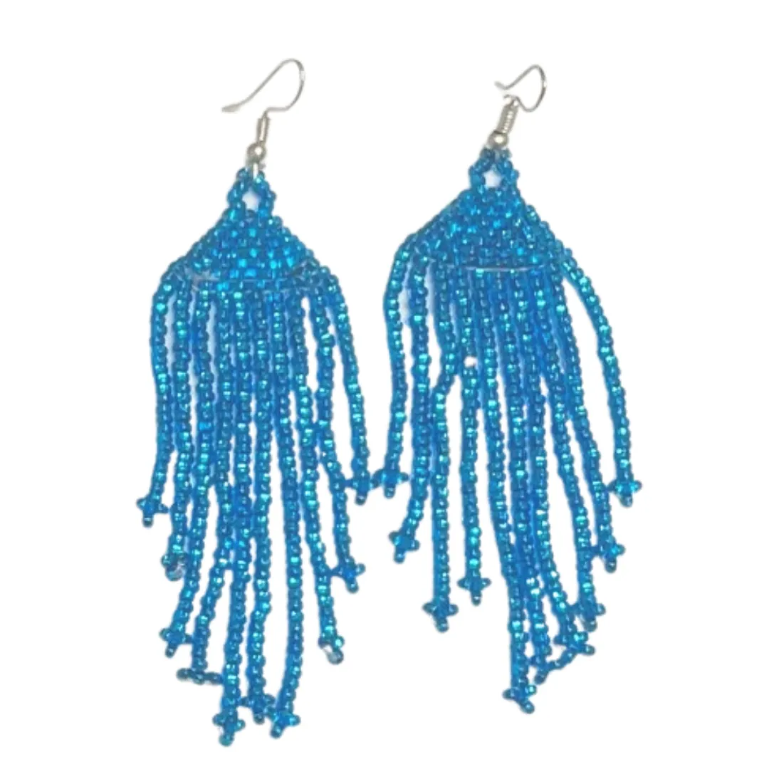 Solid Color Fringe Beaded Earrings