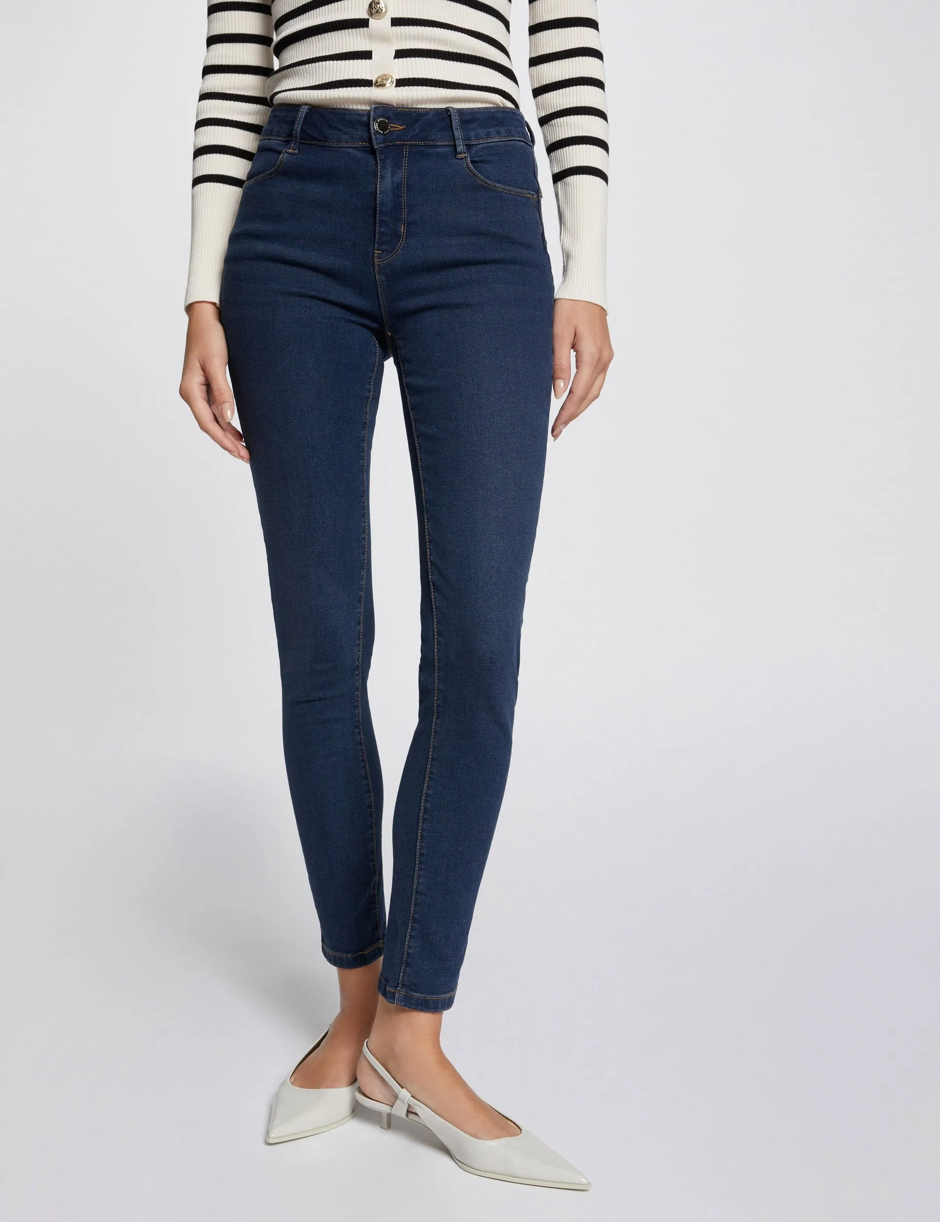 Standard waisted slim jeans raw denim women