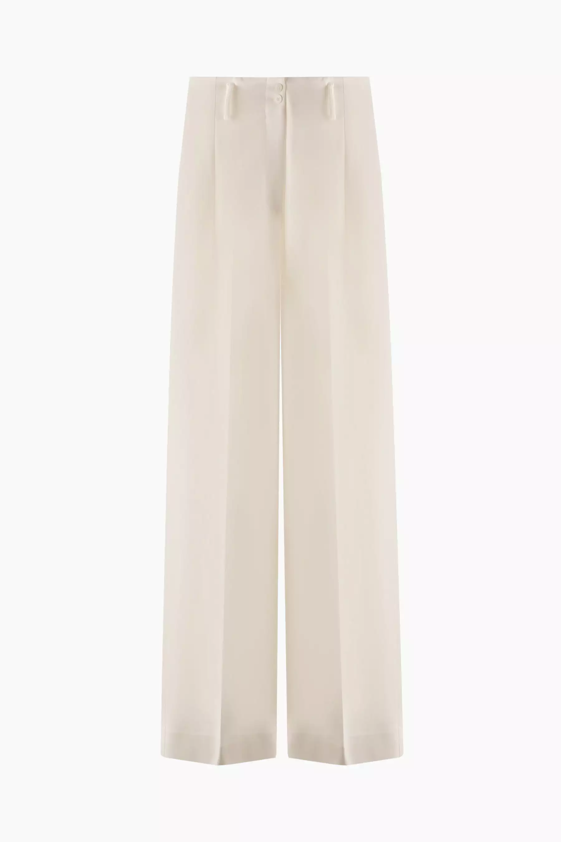 stretch wool wide-leg pants