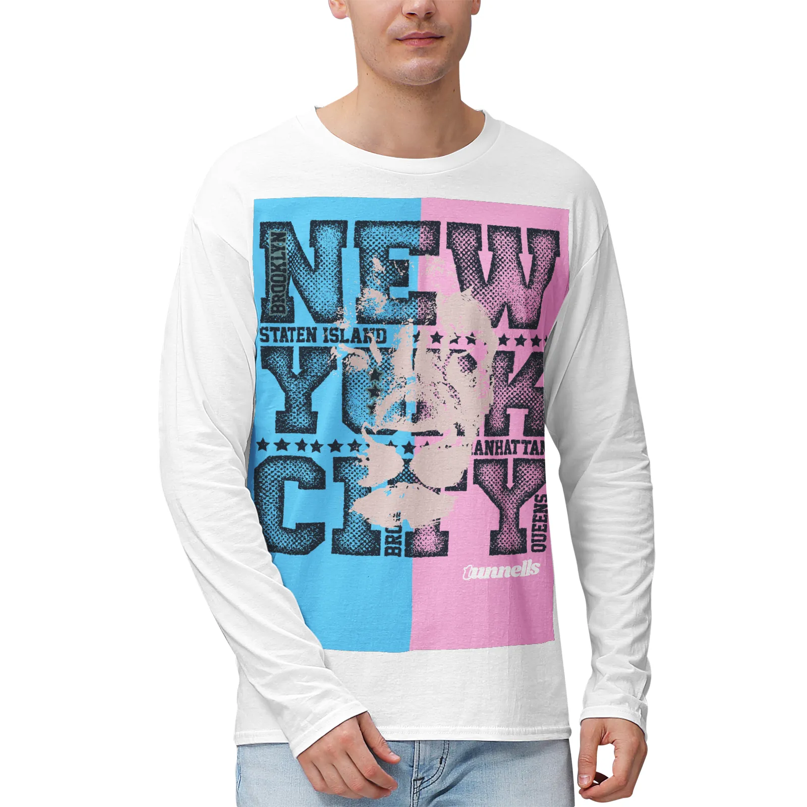 Teen - Blue Pink White NYC Pride 100% Cotton Long-Sleeve T-Shirts