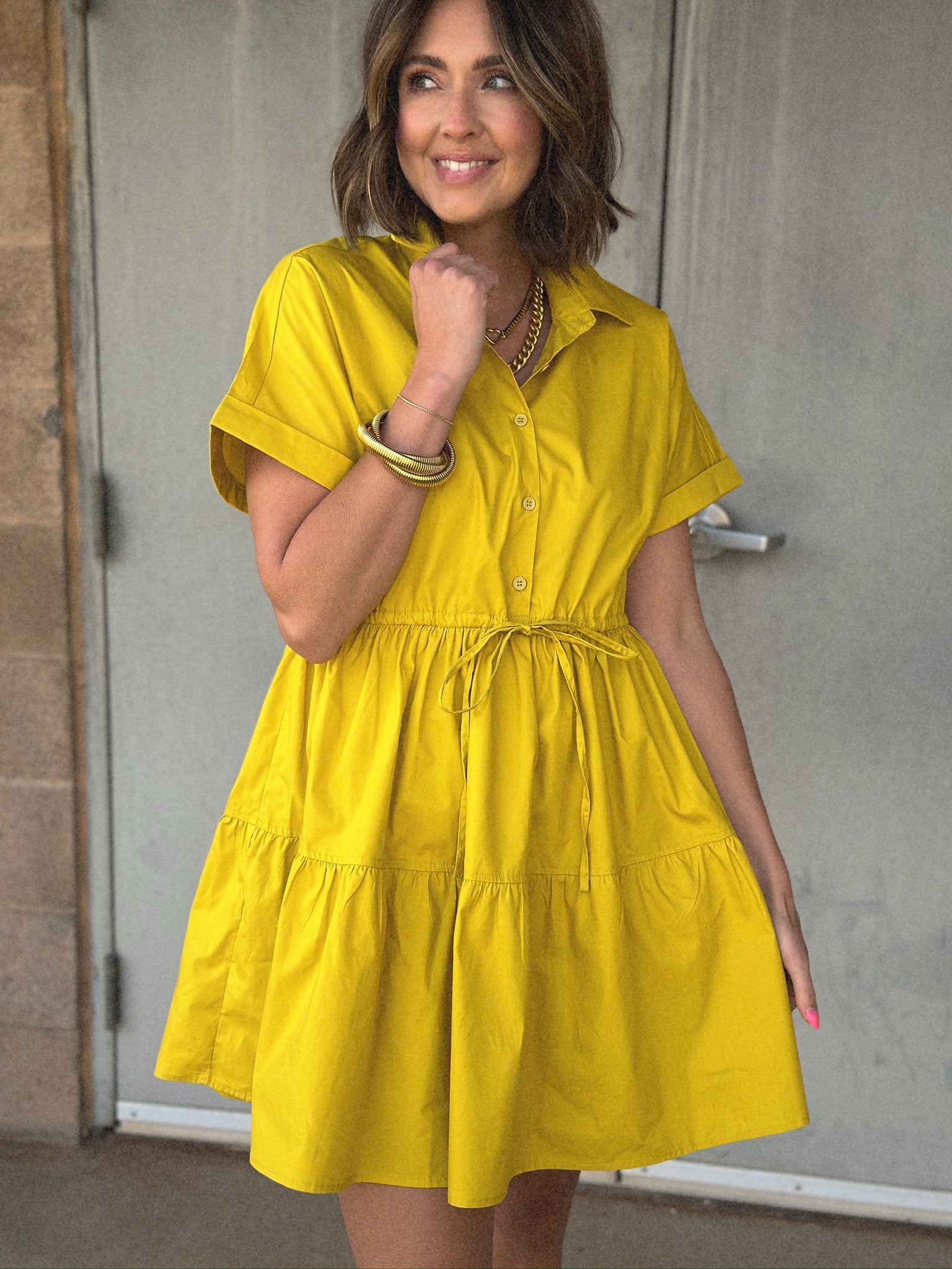 Tilda Shirt Mini Dress | Mustard