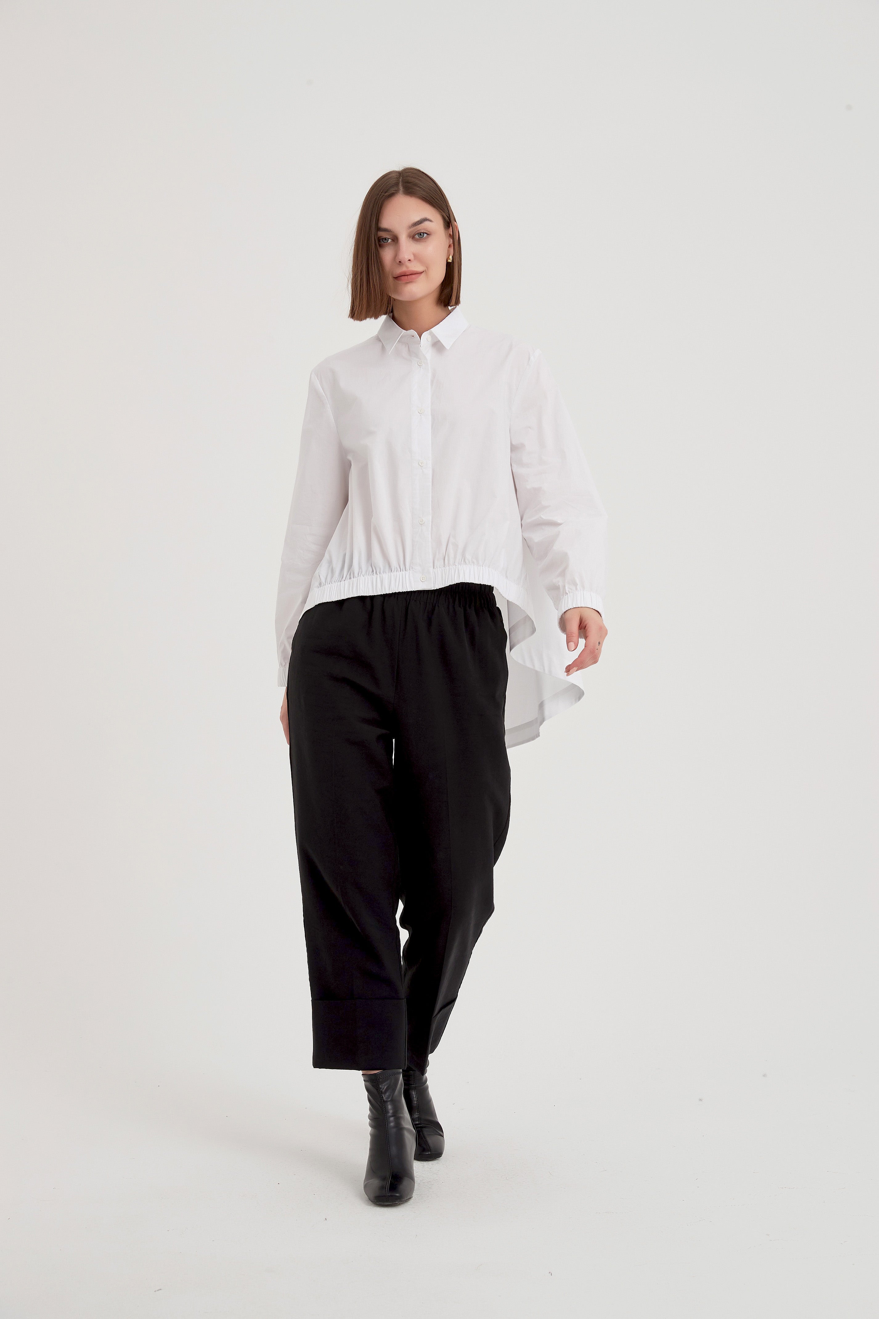 Tirelli - Elastic Front Hem Shirt - White