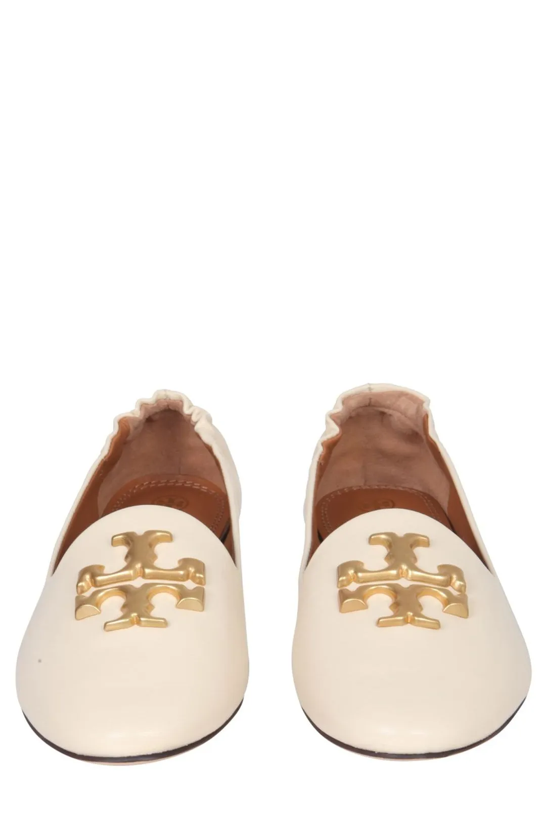 Tory Burch Logo Plaque Round Toe Loafers