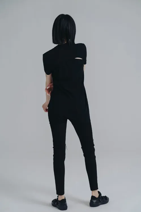 Wallcy Irregular Hem T-shirt - Black