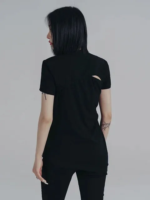 Wallcy Irregular Hem T-shirt - Black