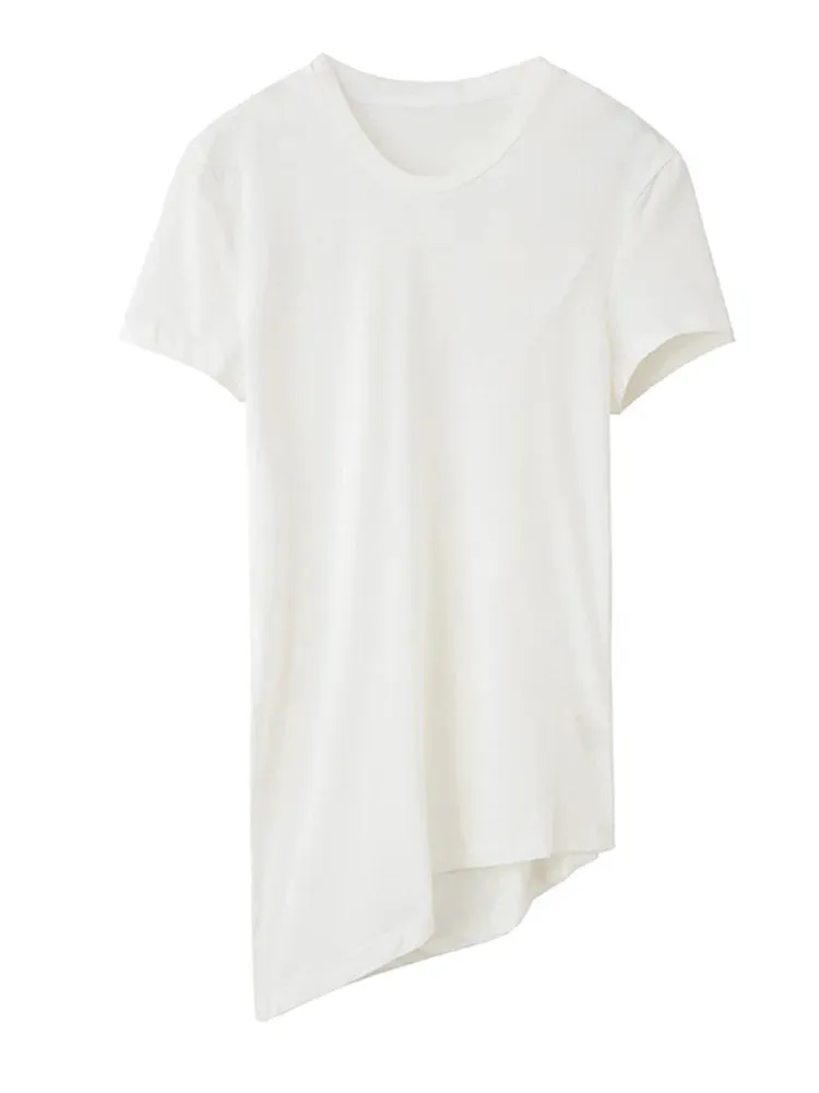 Wallcy Irregular Hem T-shirt - White