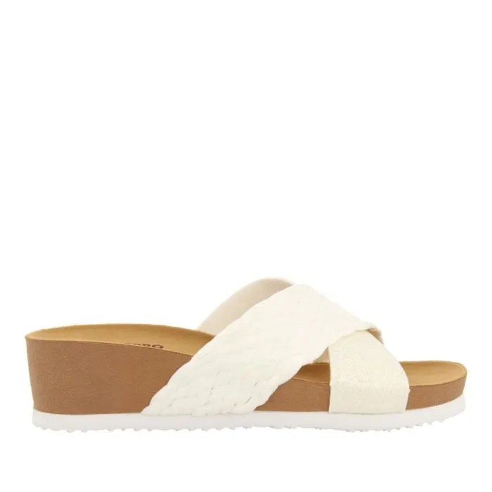 WEDGE SANDALS WITH WHITE STRAPS FOR WOMEN GOULDS