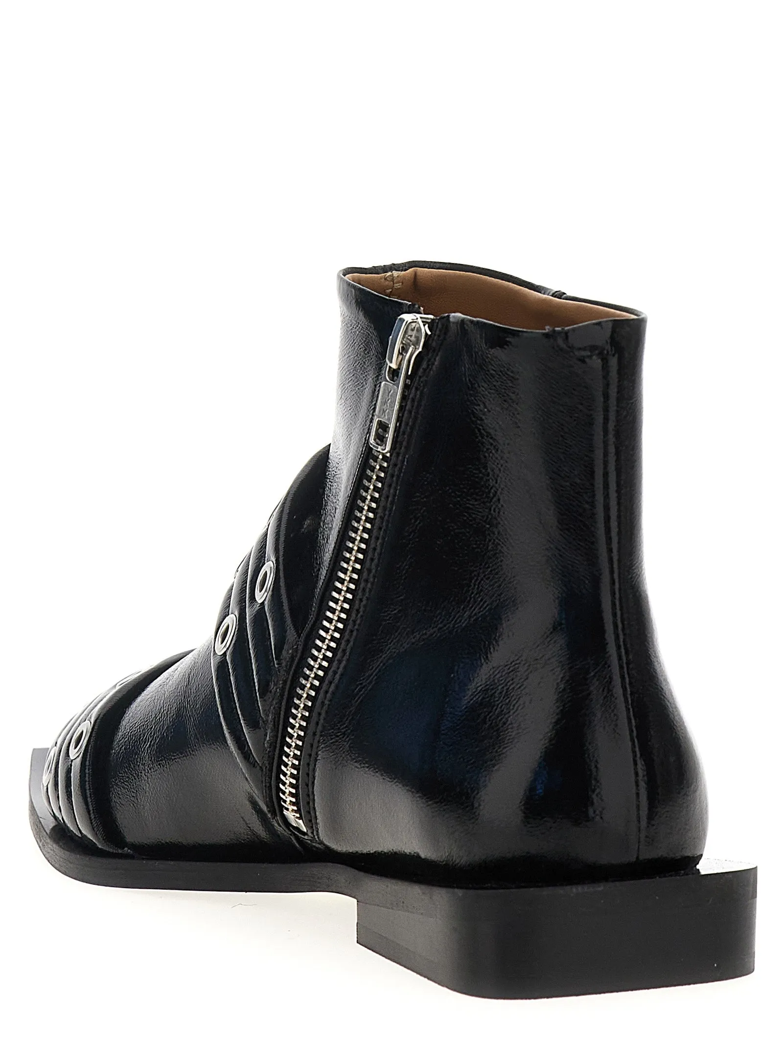 Wide Belt Buckle Boots, Ankle Boots Black