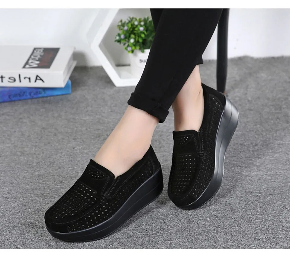 Women's Autumn Genuine Leather Handmade Moccasins Round Toe Shoes