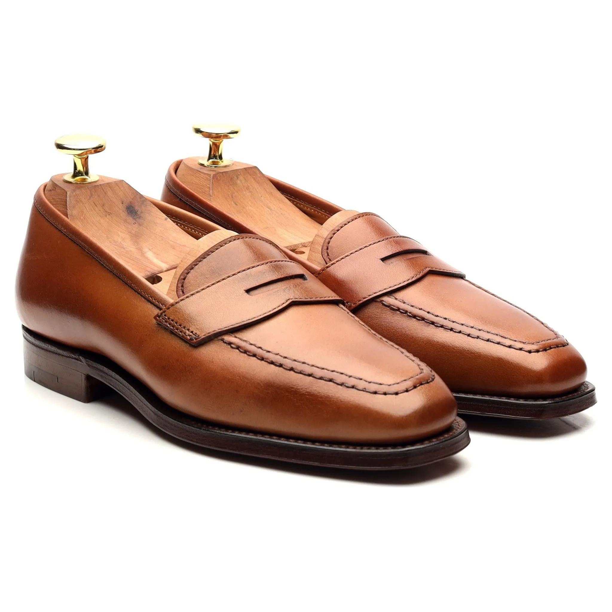 Women's 'Epsom' Tan Brown Leather Loafers UK 3 C