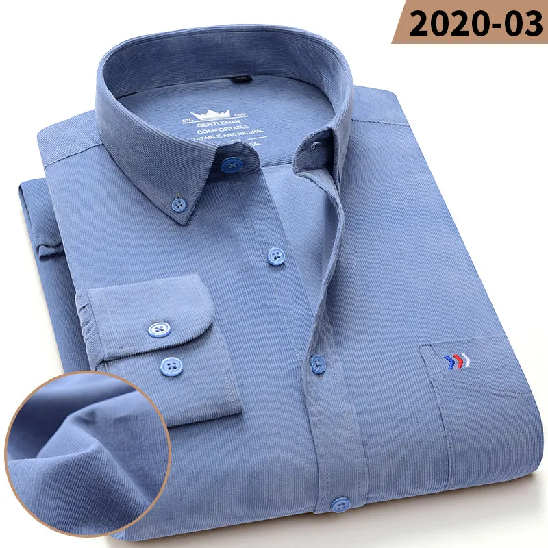 Xituodai 100% Cotton Plus Size 7XL Corduroy Shirt Mens Casual Long Sleeve Regular Fit Business Dress Shirts For Male Comfortable