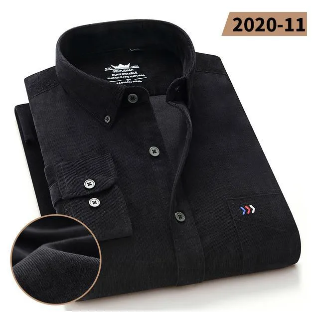 Xituodai 100% Cotton Plus Size 7XL Corduroy Shirt Mens Casual Long Sleeve Regular Fit Business Dress Shirts For Male Comfortable